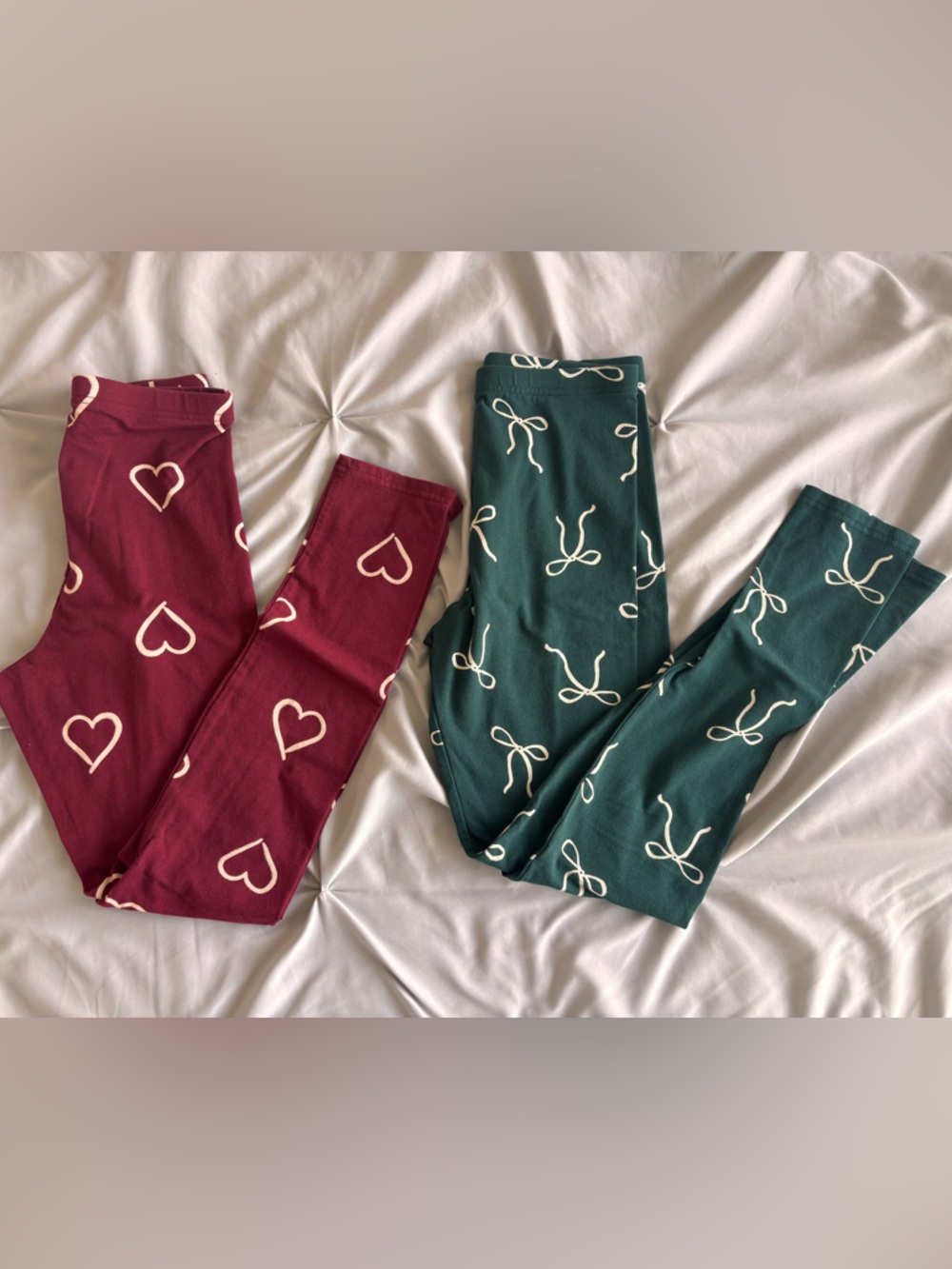 Old Navy Green Bows and Red Hearts Leggings Built in Tough XL 14-16 Girls Bundle